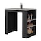 Tuhome Portree Kitchen Island with 3-Side Shelves -Black / Ibiza Marble IWZ9033 - alternate 3